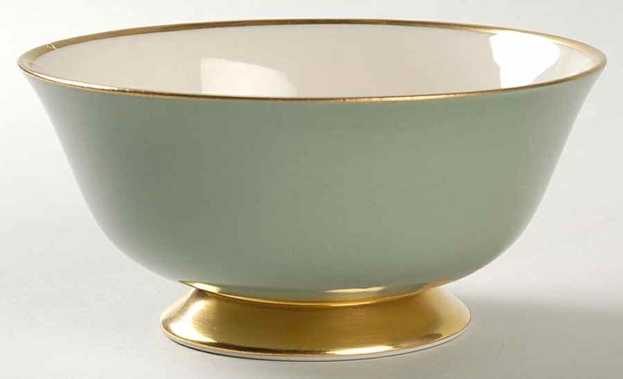 Avalon Sage Green (Gold Trim) Coupe Cereal Bowl by Flintridge-1