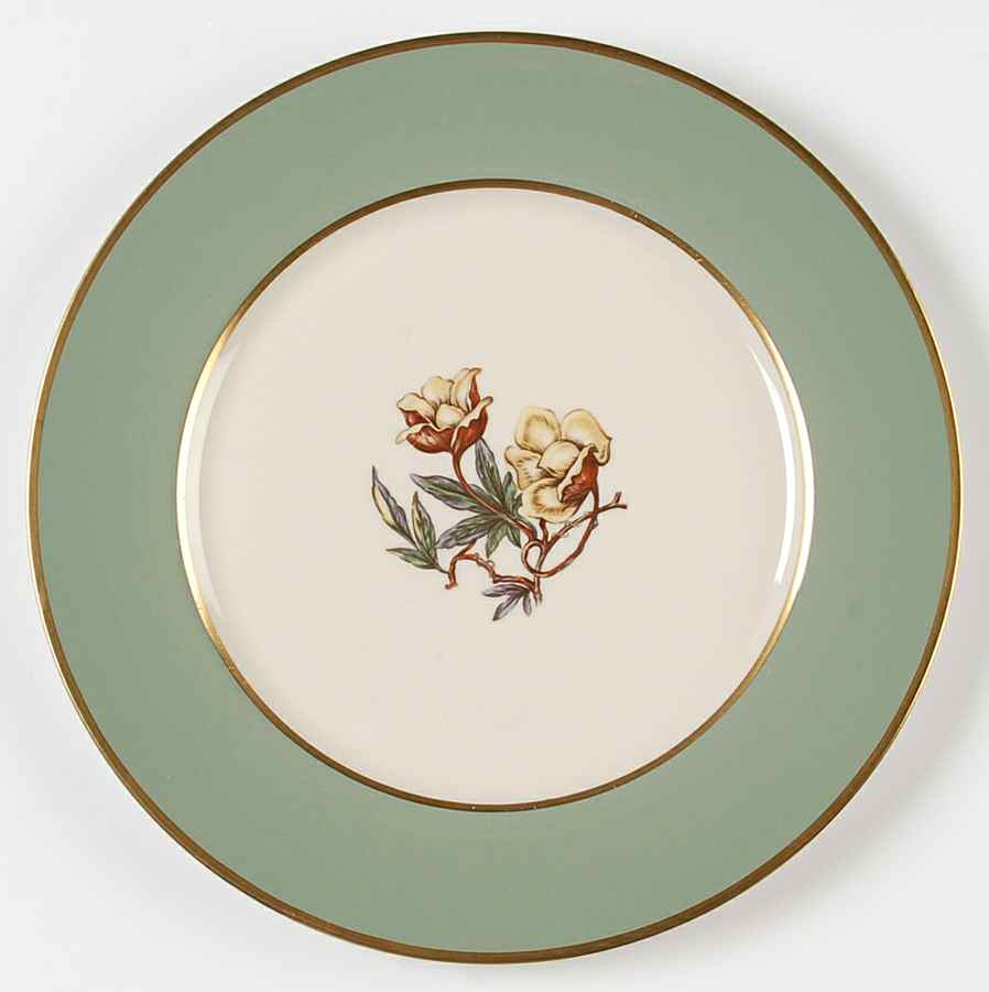 Avalon Sage Green (Gold Trim) Dinner Plate by Flintridge-1
