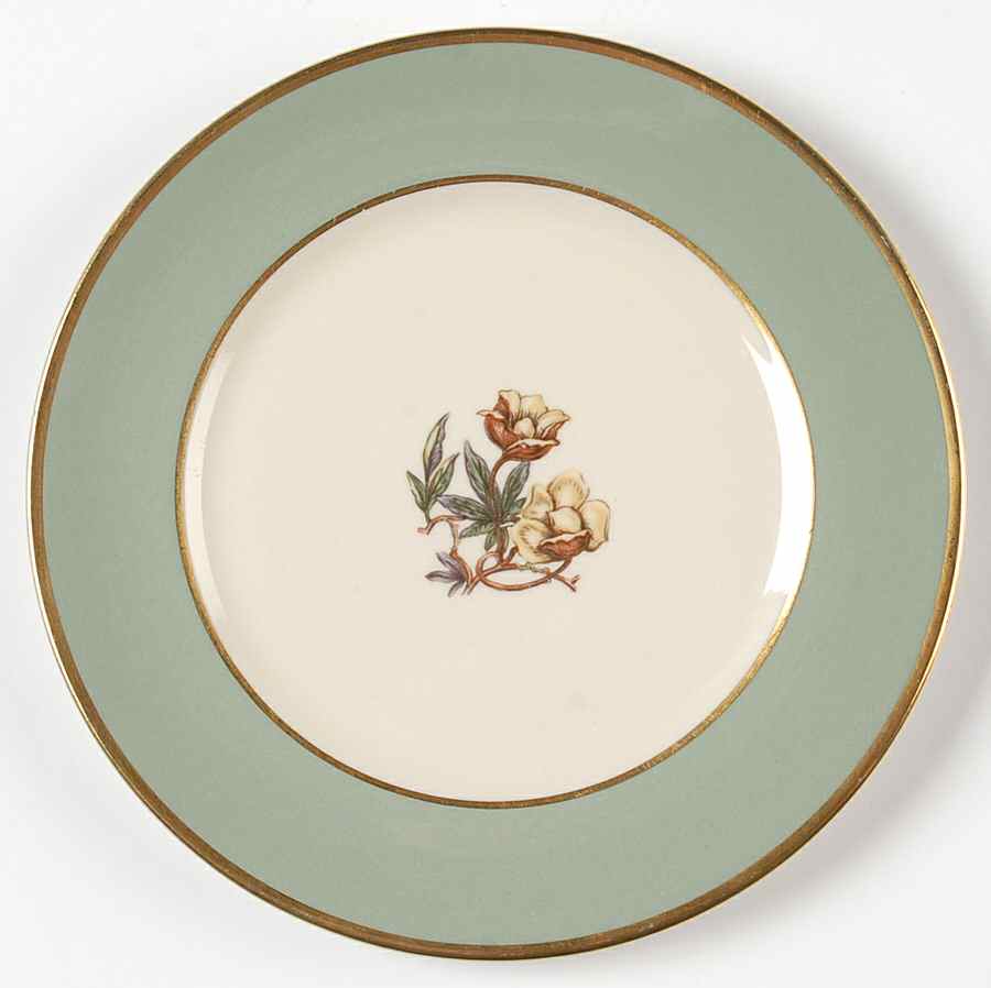 Avalon Sage Green (Gold Trim) Bread & Butter Plate by Flintridge-1
