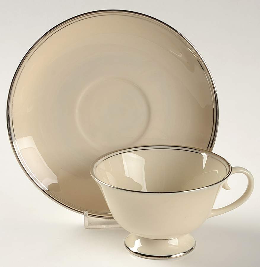 Bellmark II (Platninum Trim) Footed Cup & Saucer Set by Flintridge-1
