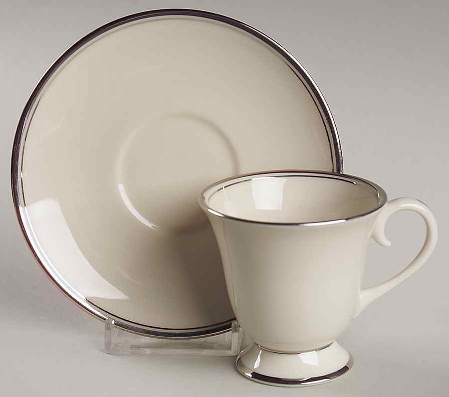 Bellmark II (Platninum Trim) Footed Demitasse Cup & Saucer Set by Flintridge-1