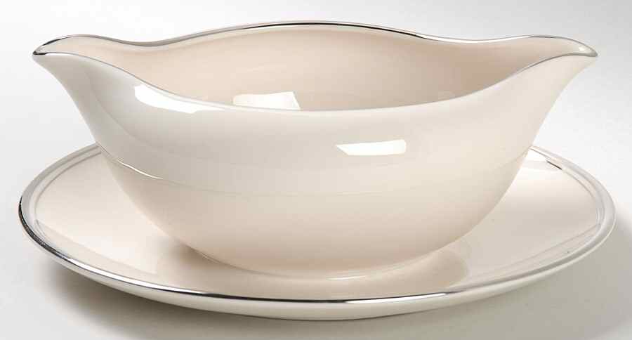 Bellmark II (Platninum Trim) Gravy Boat with Attached Underplate by Flintridge-1