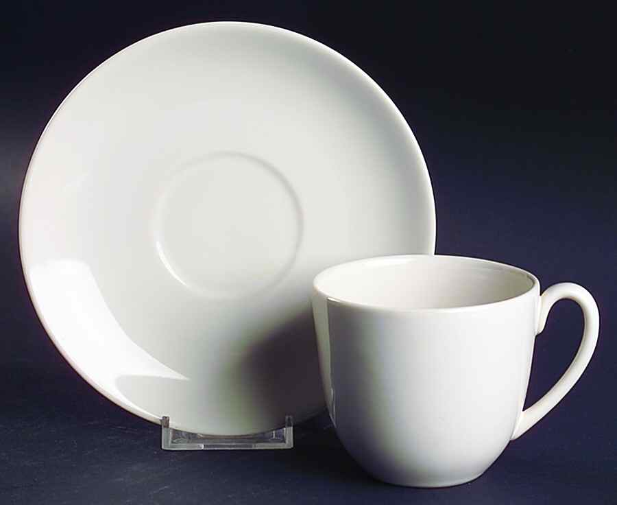 Bon Lite White Flat Cup & Saucer Set by Flintridge-1