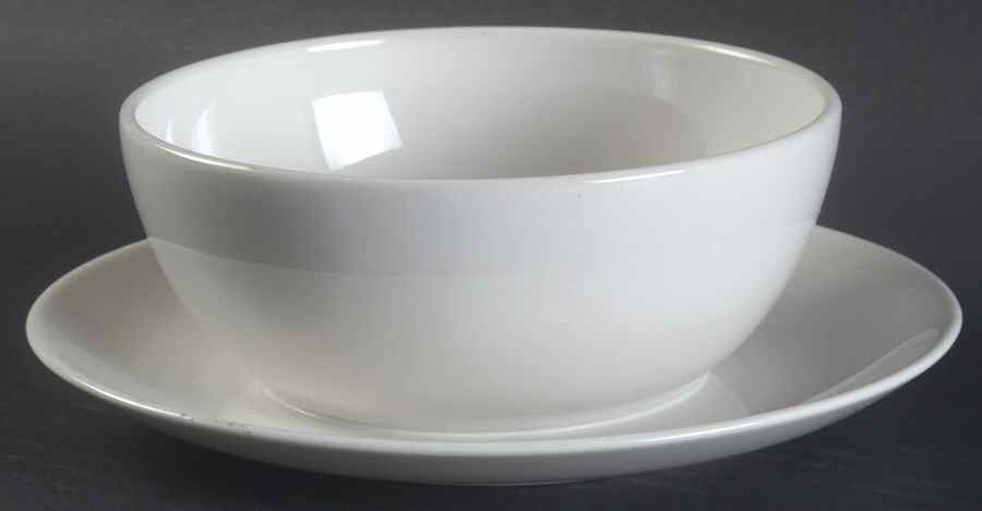 Bon Lite White Gravy Boat with Attached Underplate by Flintridge-1