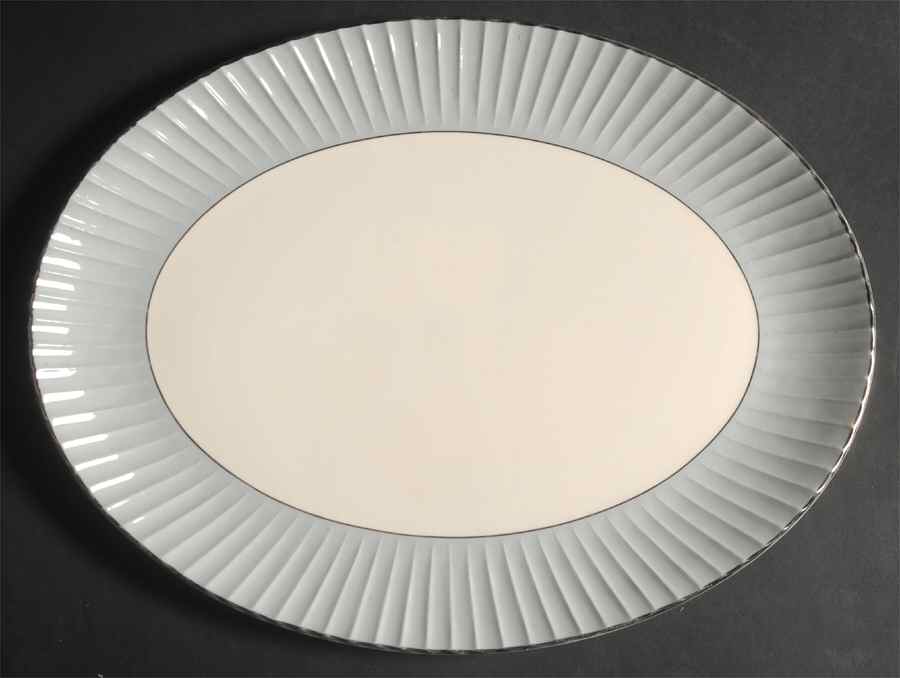 Brookmere Flutes Gray 14" Oval Serving Platter by Flintridge-1