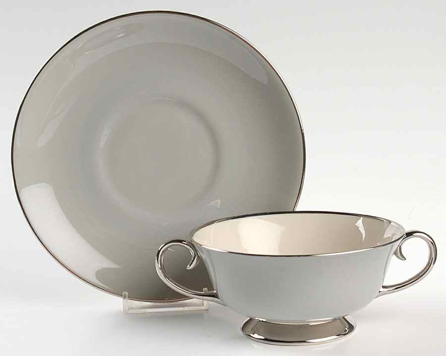 Brookmere Footed Cream Soup Bowl & Saucer Set by Flintridge-1