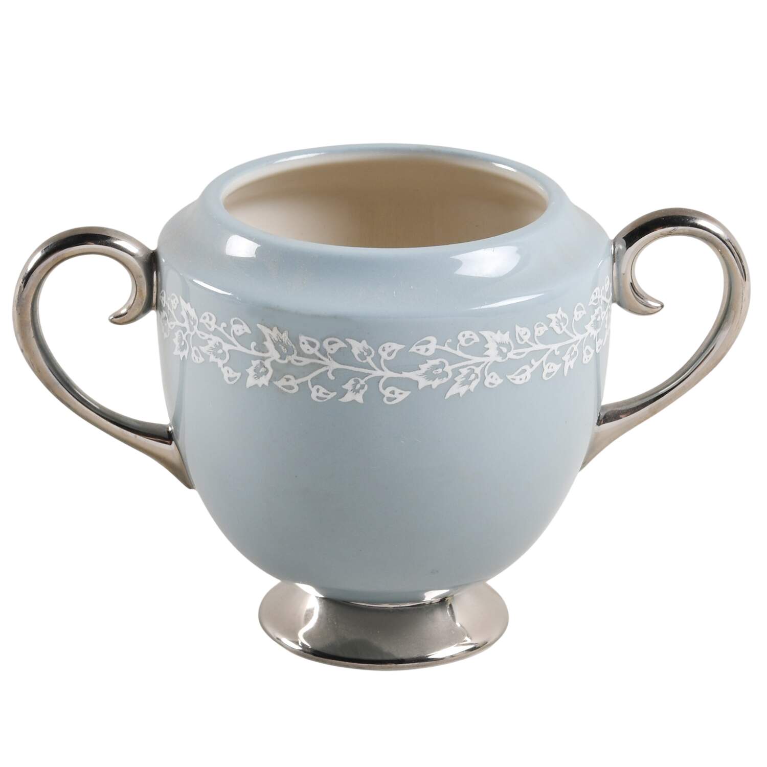 Brocade Strata Blue Mini Sugar Bowl No Lid by Flintridge-1