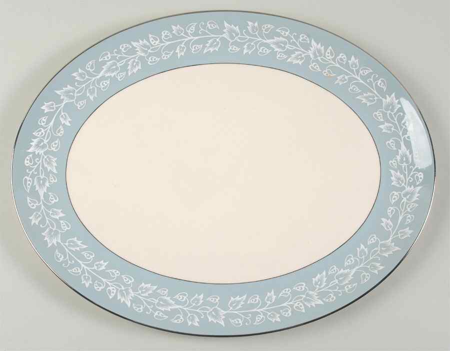 Brocade Strata Blue 16" Oval Serving Platter by Flintridge-1