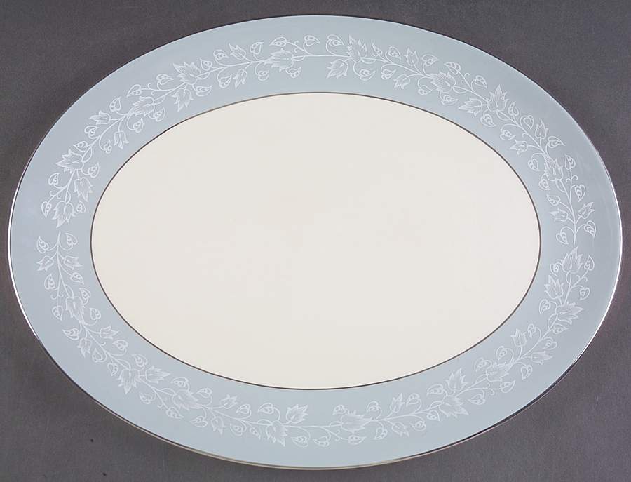 Brocade Strata Blue 14" Oval Serving Platter by Flintridge-1