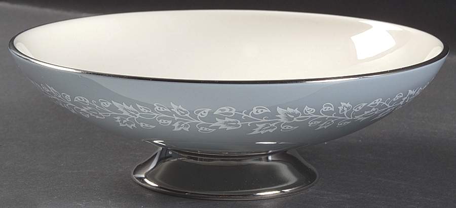 Brocade Strata Blue Round Compote (Height X Width) by Flintridge-1