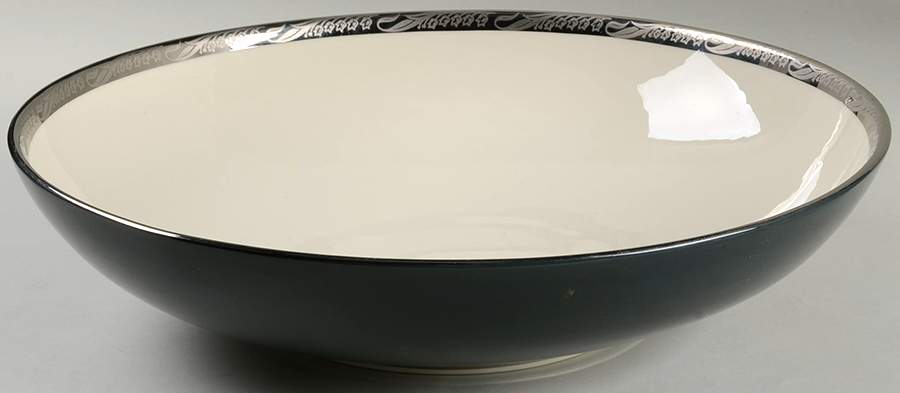 Bridal Wreath Black Large Salad Serving Bowl by Flintridge-1
