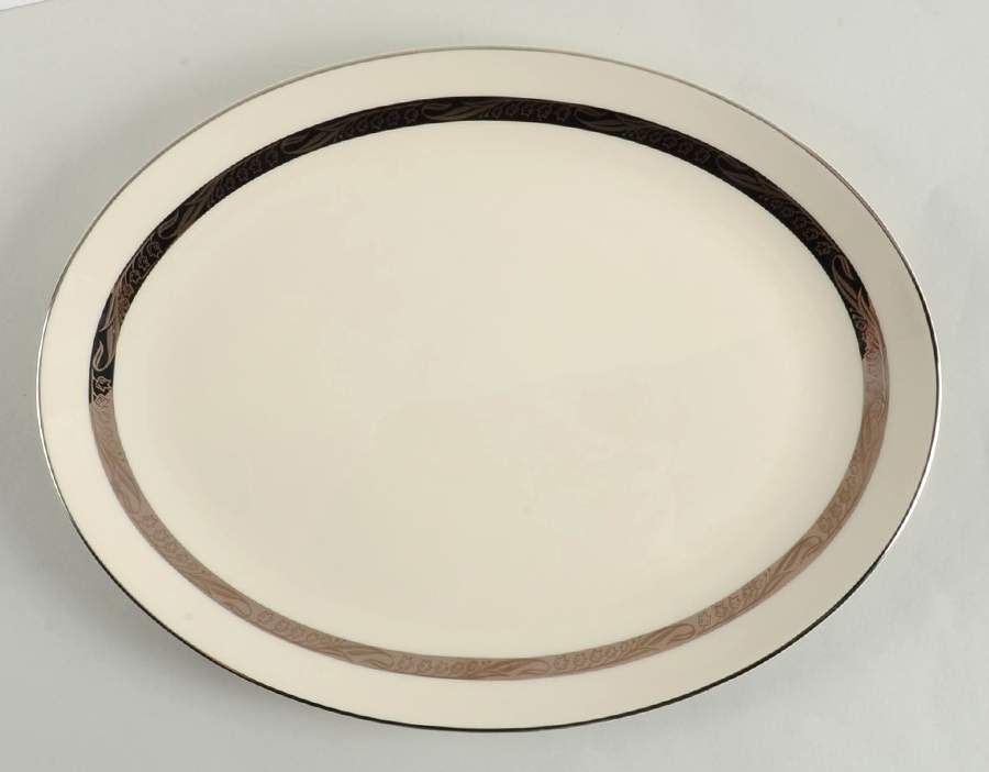 Bridal Wreath No Color Band 14" Oval Serving Platter by Flintridge-1