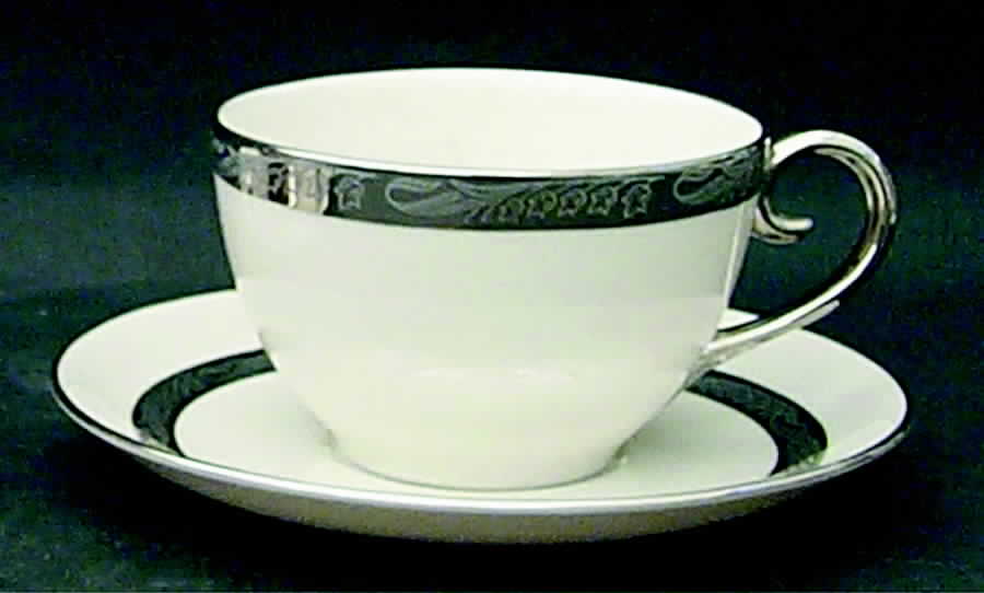 Bridal Wreath No Color Band Oversized Cup & Saucer Set by Flintridge-1