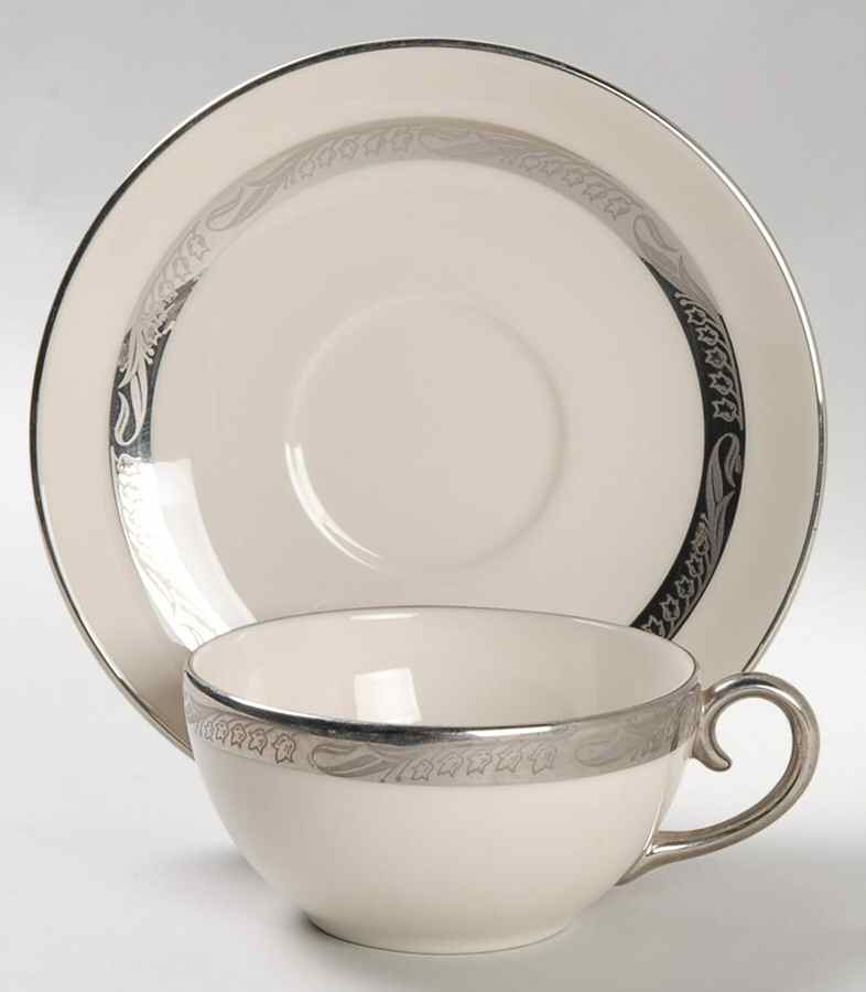Bridal Wreath No Color Band Flat Cup & Saucer Set by Flintridge-1