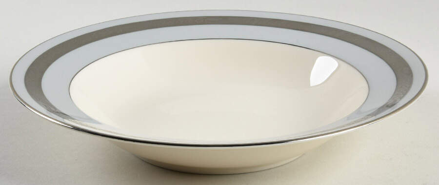 Bridal Wreath Gray Rim Soup Bowl by Flintridge-1
