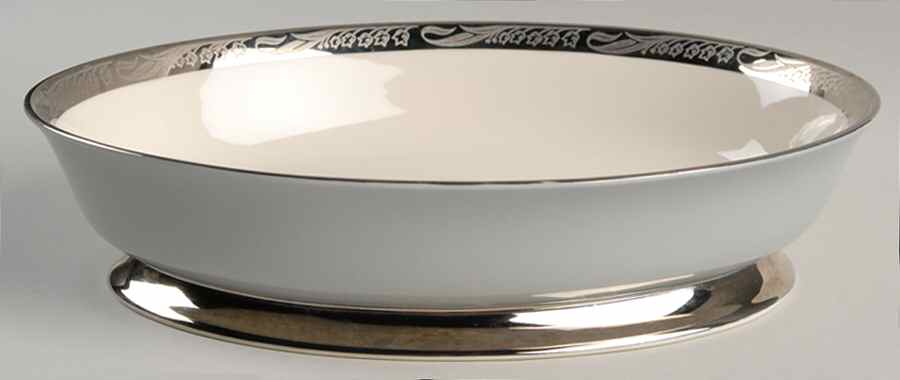 Bridal Wreath Gray 9" Oval Vegetable Bowl by Flintridge-1