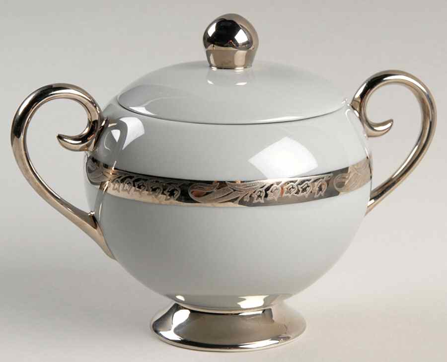 Bridal Wreath Gray Sugar Bowl & Lid by Flintridge-1