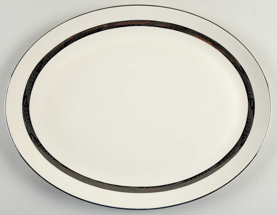 Bridal Wreath No Color Band 15" Oval Serving Platter by Flintridge-1