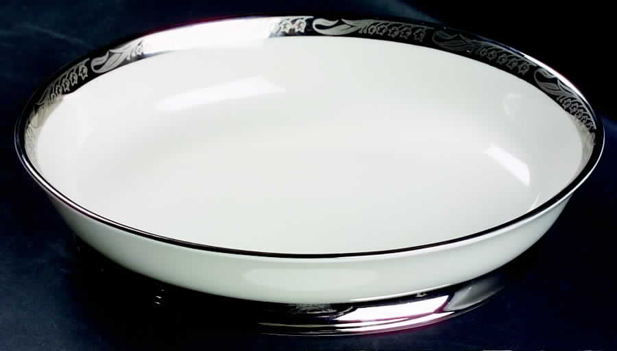 Bridal Wreath No Color Band 9" Oval Vegetable Bowl by Flintridge-1