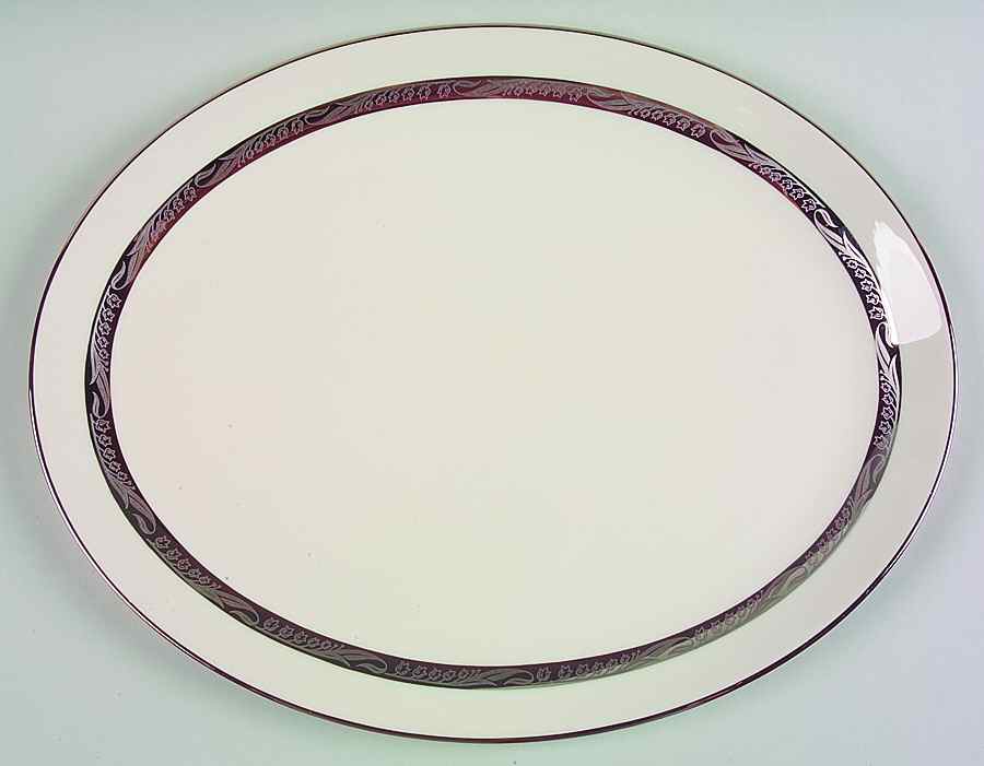 Bridal Wreath No Color Band 16" Oval Serving Platter by Flintridge-1