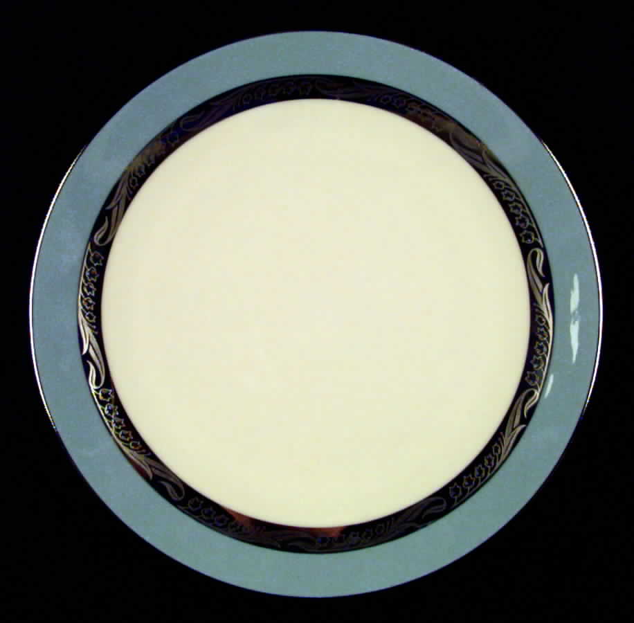 Bridal Wreath Strata Blue (Rim) Coupe Dinner Plate by Flintridge-1