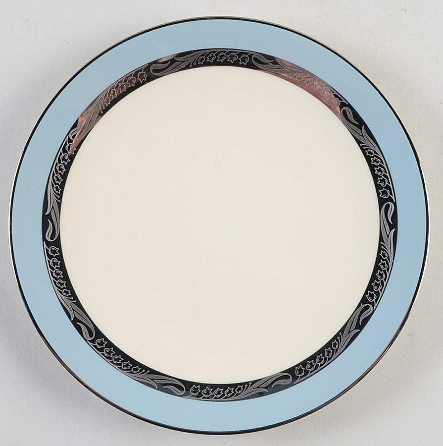 Bridal Wreath Strata Blue (Rim) Coupe Salad Plate by Flintridge-1
