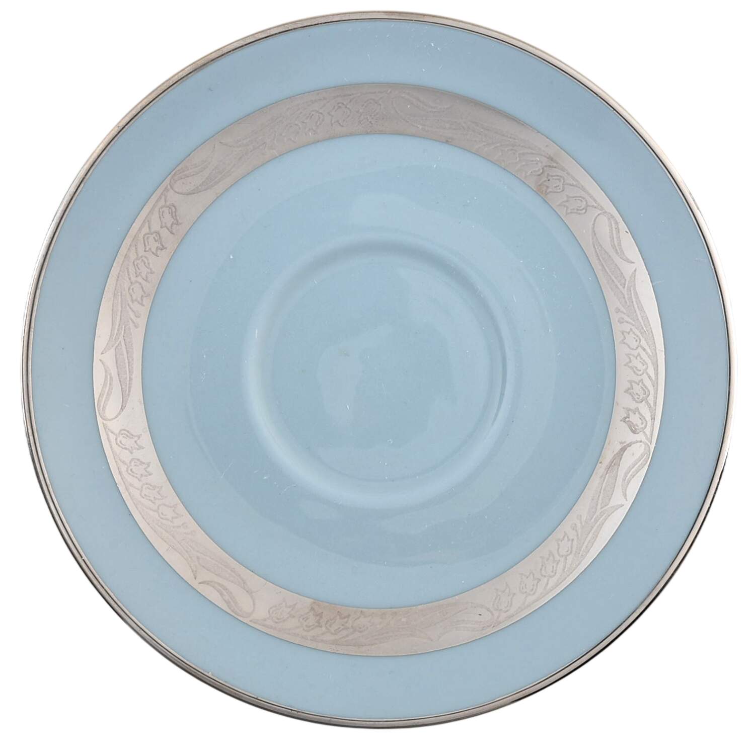 Bridal Wreath Strata Blue (Rim) Saucer for Demitasse Cup by Flintridge-1