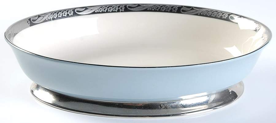 Bridal Wreath Strata Blue (Rim) 9" Oval Vegetable Bowl by Flintridge-1