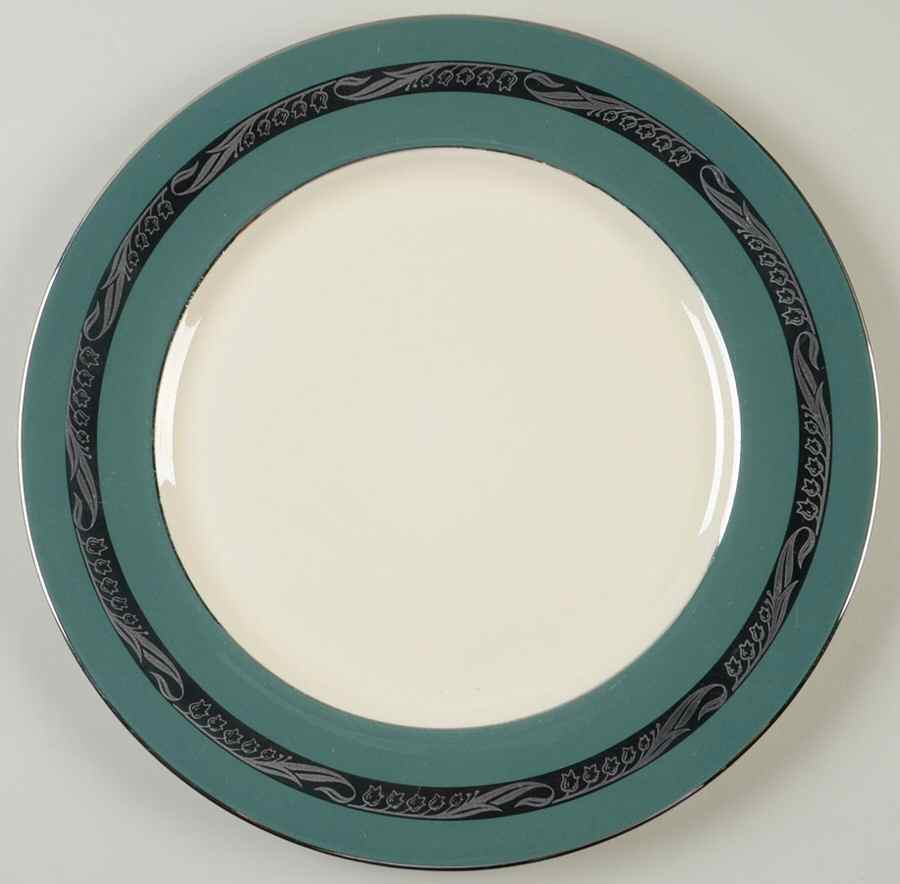 Bridal Wreath Teal Green Dinner Plate by Flintridge-1