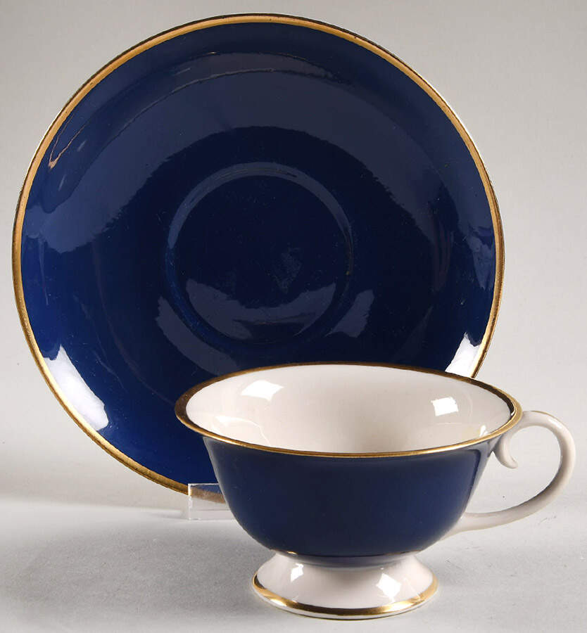 Sylvan-California Cobalt Blue Footed Cup & Saucer Set by Flintridge-1