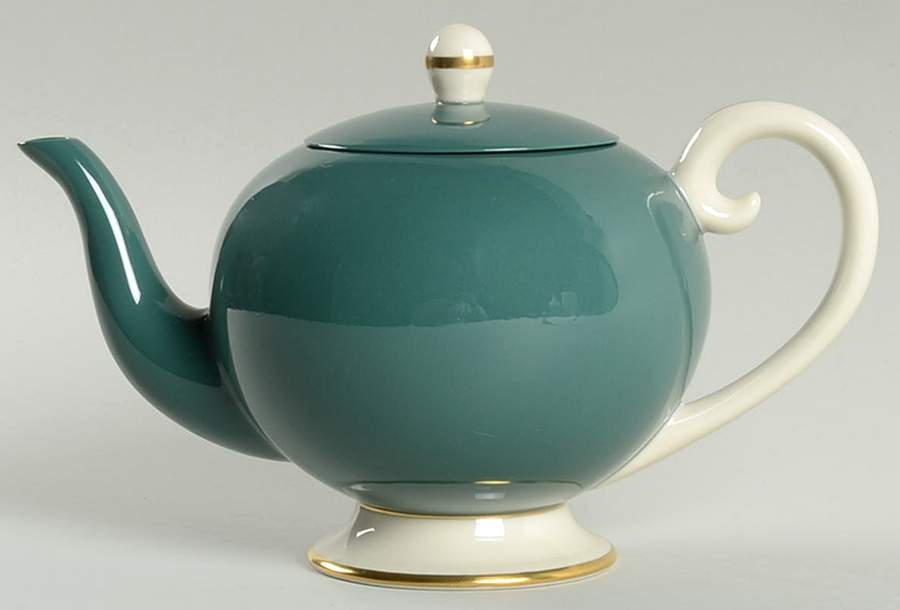 Sylvan-California Teal Green (Rim) Teapot & Lid by Flintridge-1