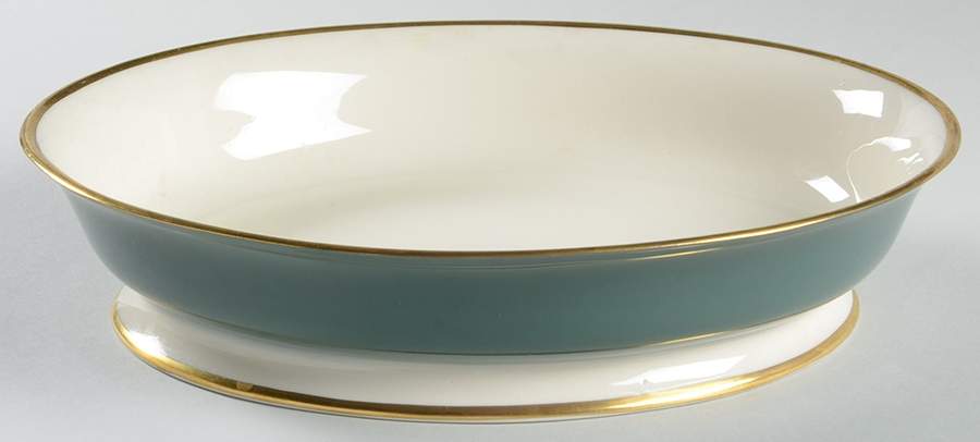 Sylvan-California Teal Green (Rim) 9" Oval Vegetable Bowl by Flintridge-1