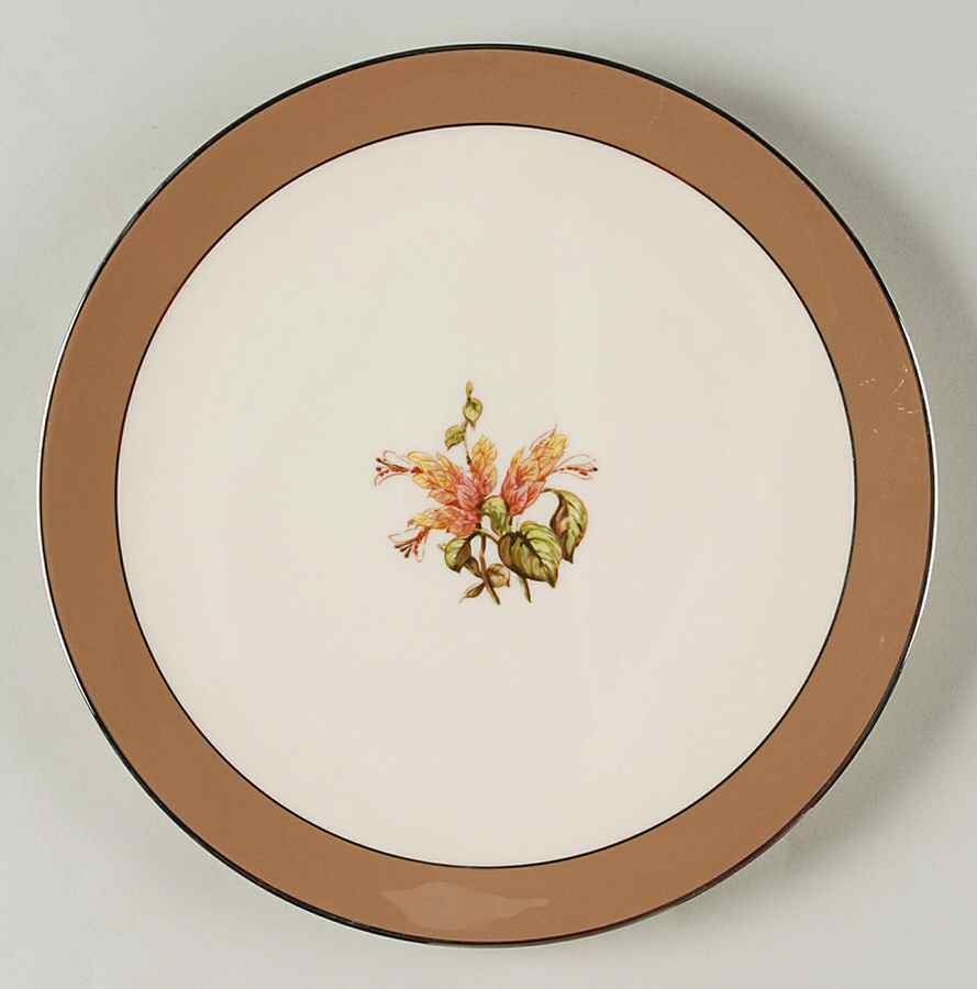 Cambria Cocoa (Platinum Trim) Coupe Salad Plate by Flintridge-1