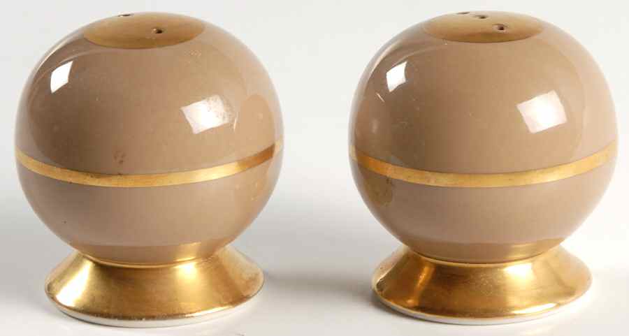 Cambria Cocoa (Gold Trim) Salt & Pepper Set by Flintridge-1