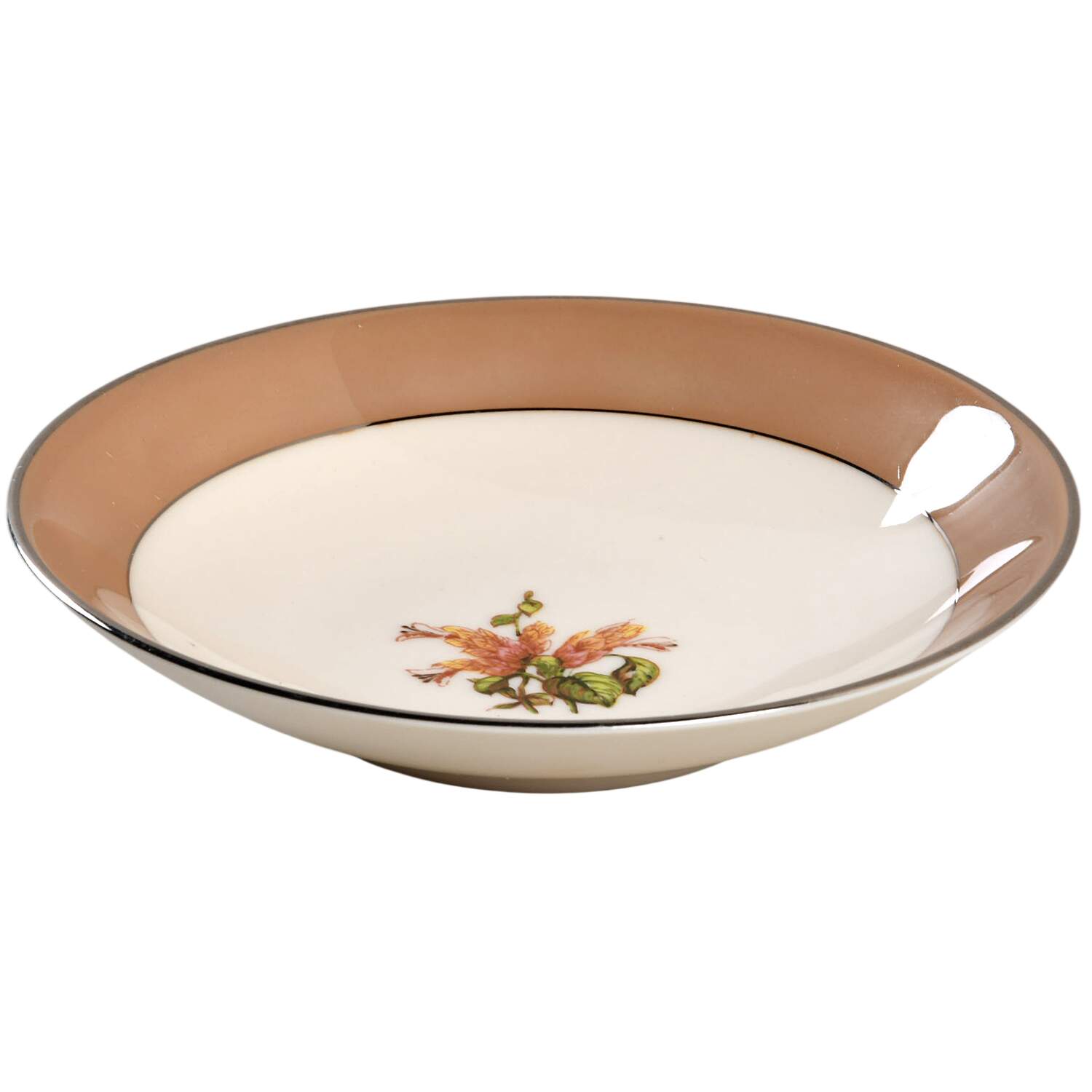 Cambria Cocoa (Platinum Trim) Fruit/Dessert (Sauce) Bowl by Flintridge-1