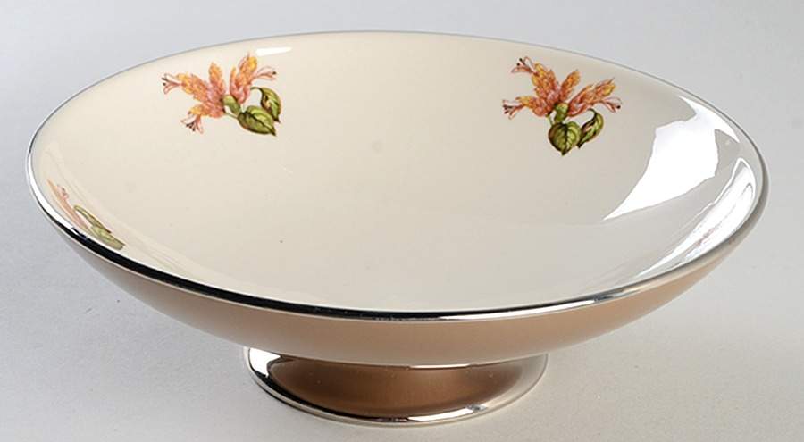 Cambria Cocoa (Platinum Trim) Round Compote (Height X Width) by Flintridge-1