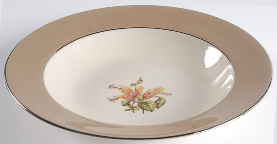 Cambria Cocoa (Platinum Trim) Rim Soup Bowl by Flintridge-1