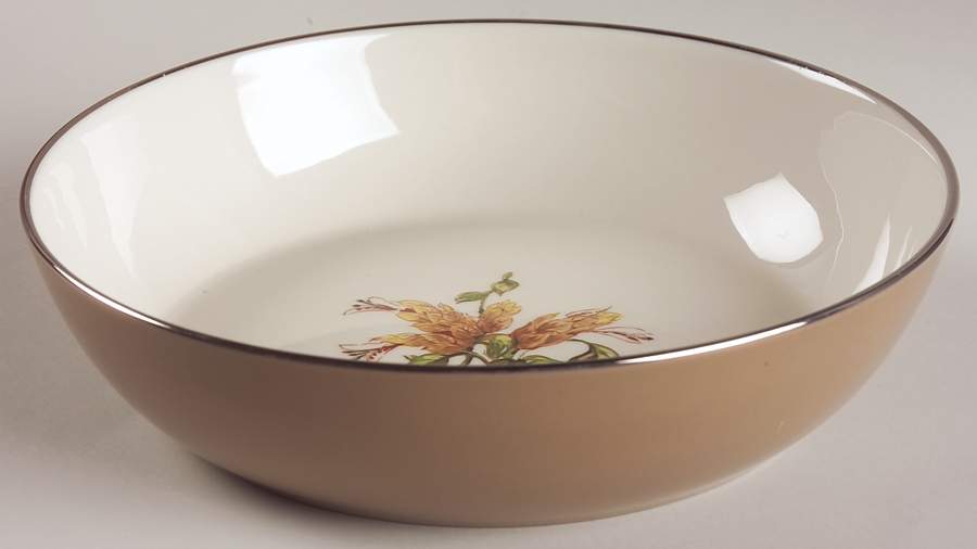Cambria Cocoa (Platinum Trim) 8" Round Vegetable Bowl by Flintridge-1