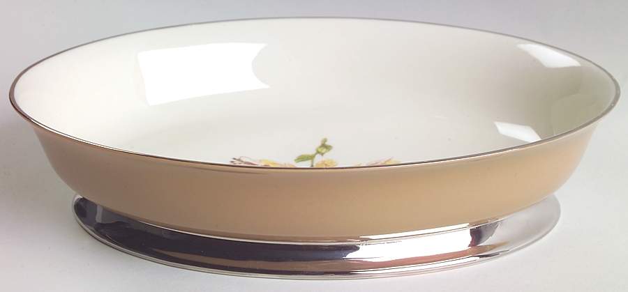 Cambria Cocoa (Platinum Trim) 9" Oval Vegetable Bowl by Flintridge-1