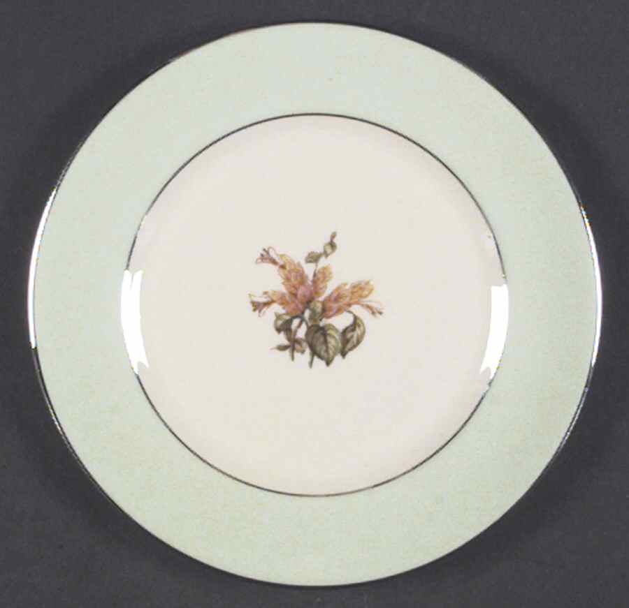 Cambria Light Green (Platinum Trim) Bread & Butter Plate by Flintridge-1