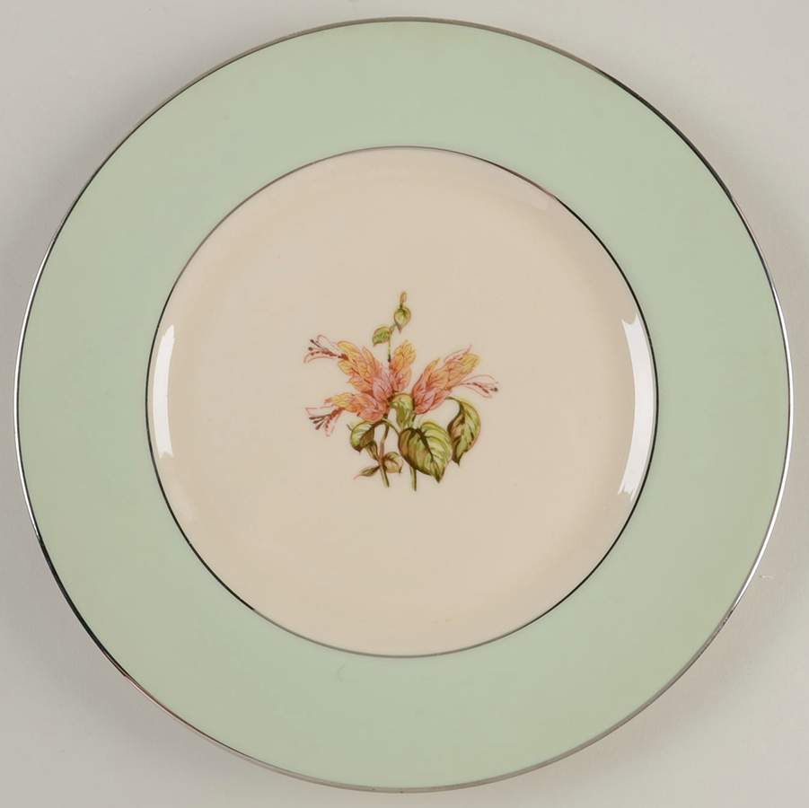 Cambria Light Green (Platinum Trim) Salad Plate by Flintridge-1