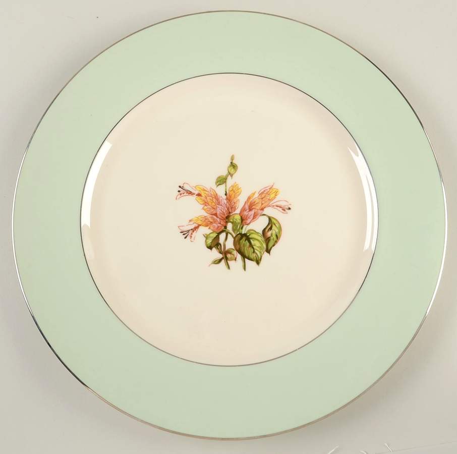Cambria Light Green (Platinum Trim) Dinner Plate by Flintridge-1