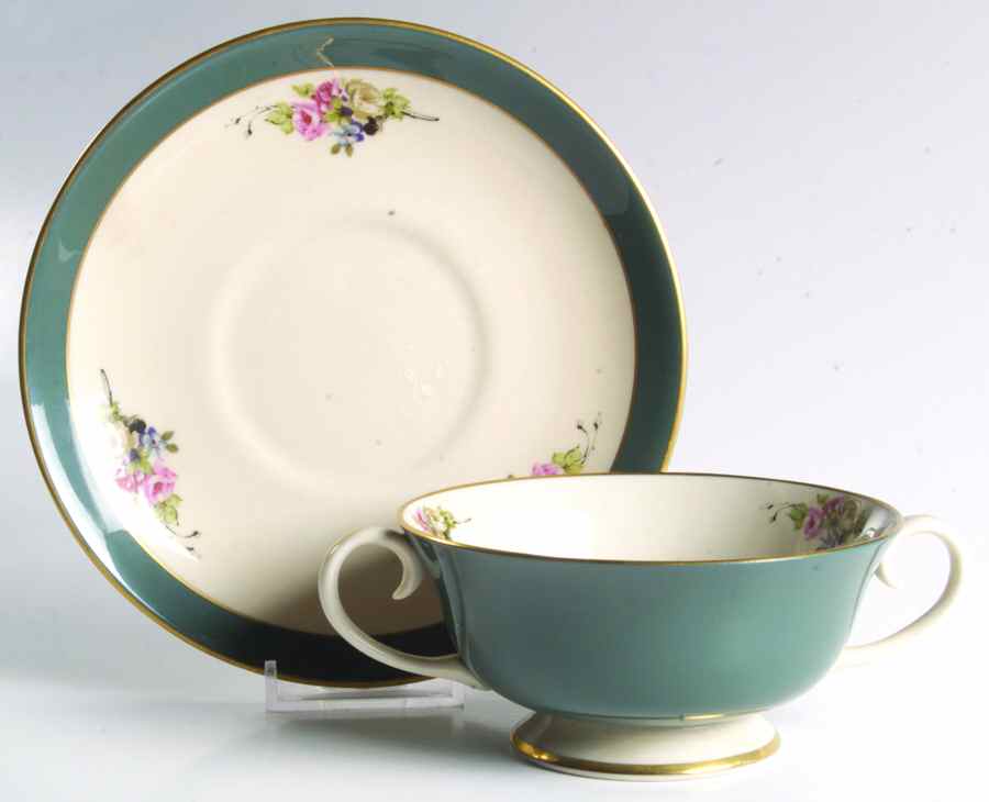 Carondale Footed Cream Soup Bowl & Saucer Set by Flintridge-1