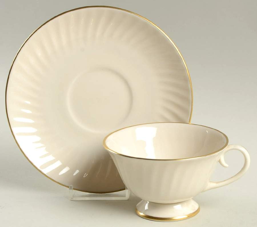 Cellino (Gold) Footed Cup & Saucer Set by Flintridge-1