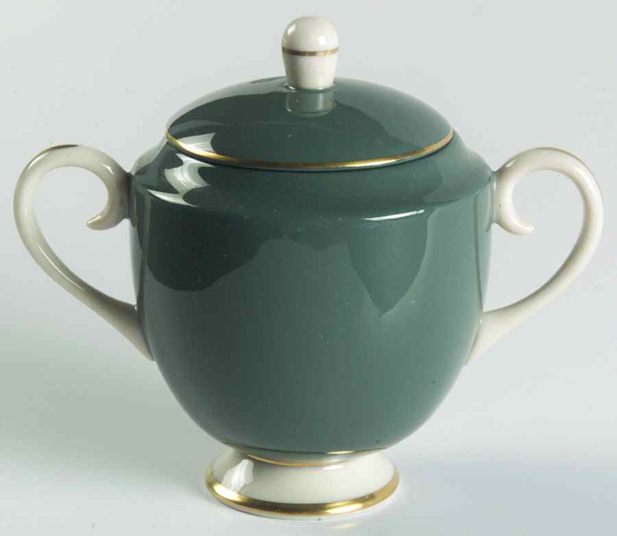 Ceylon Teal Green Mini Sugar Bowl & Lid by Flintridge-1