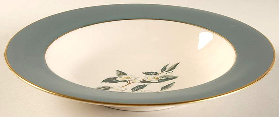 Ceylon Teal Green Rim Soup Bowl by Flintridge-1