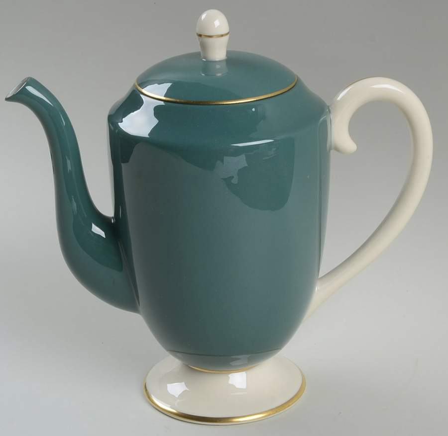 Ceylon Teal Green Coffee Pot & Lid by Flintridge-1