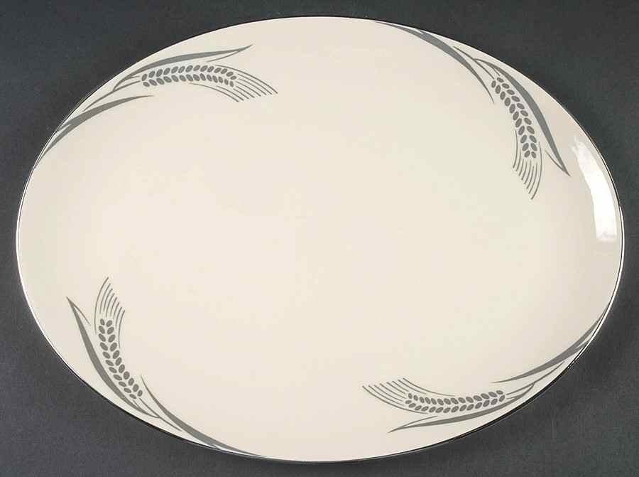 Chalice No Color Band (Platinum Trim) 14" Oval Serving Platter by Flintridge-1