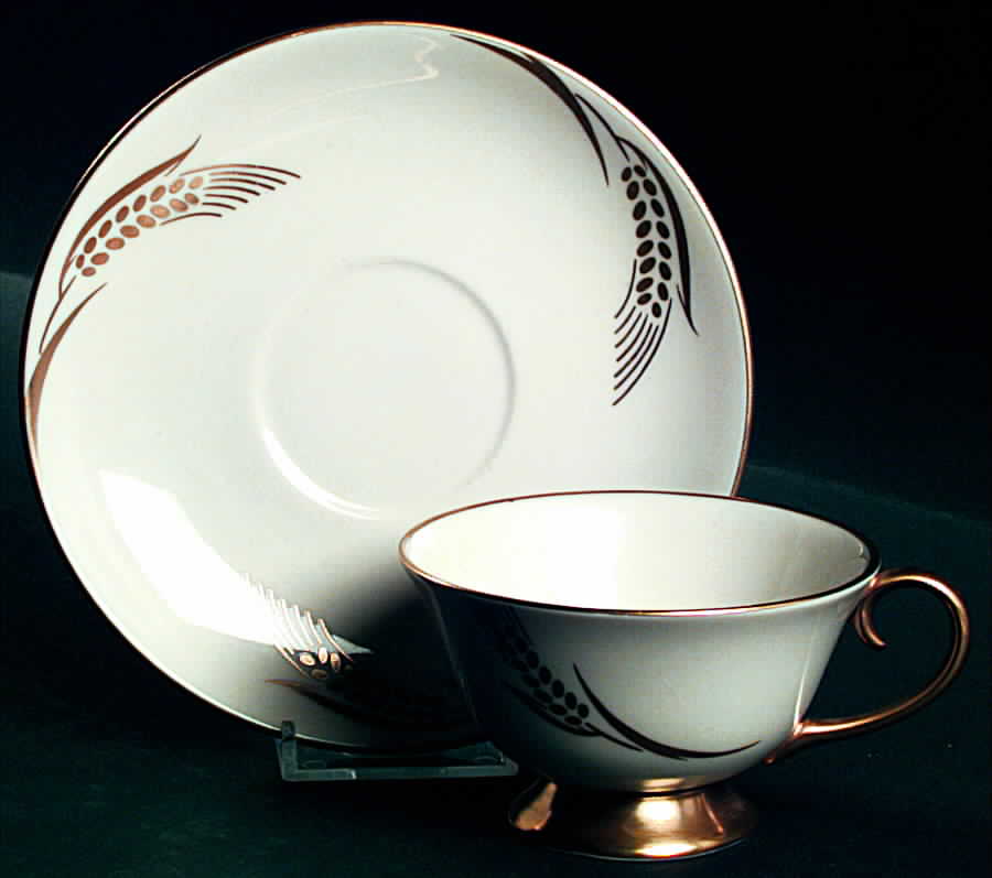 Chalice No Color Band (Gold Trim) Footed Cup & Saucer Set by Flintridge-1