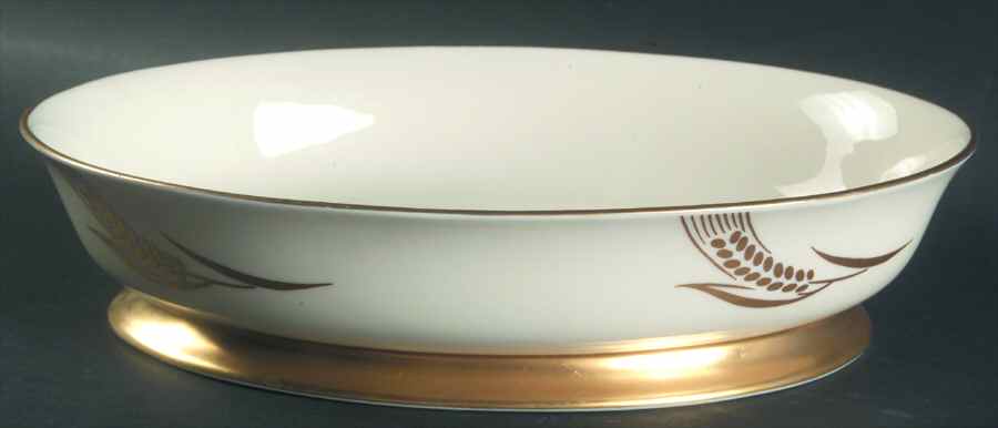Chalice No Color Band (Gold Trim) 10" Oval Vegetable Bowl by Flintridge-1